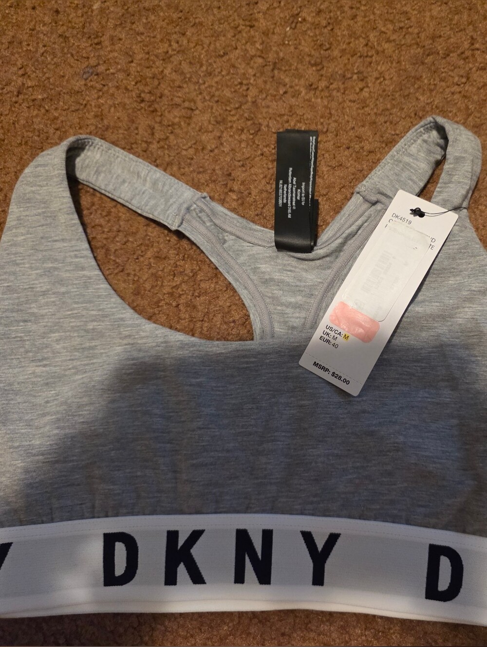 NWT- DKNY Gray Logo Sports Bra - Gray - Picture 13 of 16
